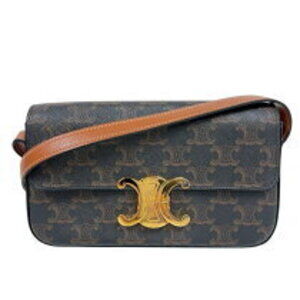 Celine Claude Shoulder Bag Brown Triomphe Canvas